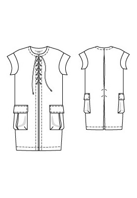 Pattern Straight-cut dress with laces and portfolio pockets (Burda 2/2011, pattern number 131)