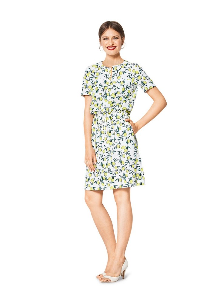 Pattern Dress with drawstring at the waist (Burda 1/2018, pattern number 6419 B)