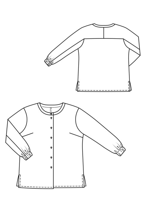 Pattern Blouse-shirt with a round neck and elastic drawstrings (Burda 3/2020, pattern number 128 B)