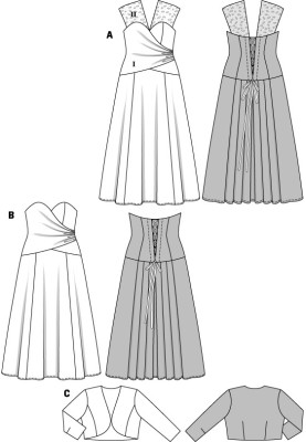 Викрійка Сукня весільна на корсажній основі (Burda 2/2015, № викрійки 6710 A)