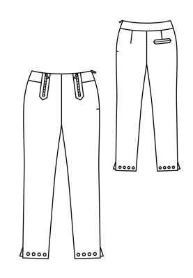 Pattern Pants are narrow with curly inserts on the waist (Burda 3/2018, pattern number 111 A)