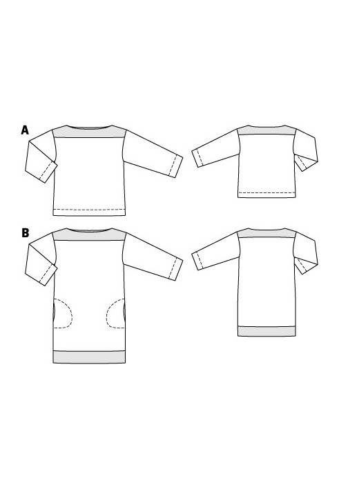 Выкройка Блуза прямого кроя из креп-сатина (Burda 2/2012, № выкройки 107 A)