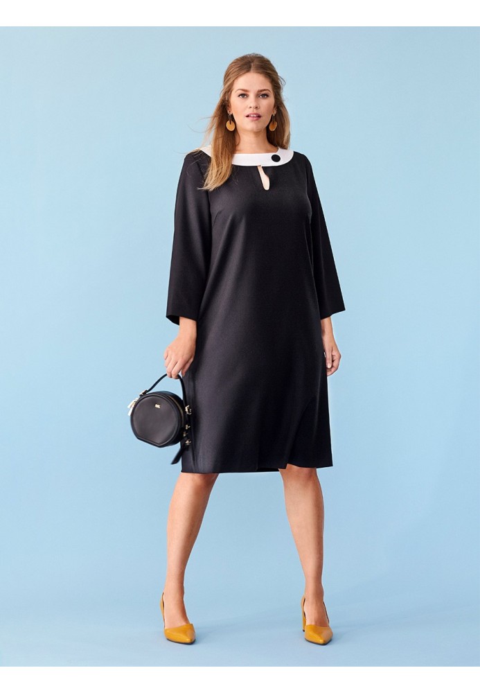 Pattern A-line dress with contrasting neckline (Burda 8/2019, pattern number 125)