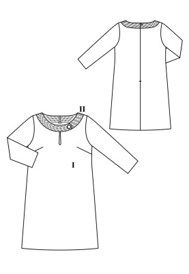 Pattern A-line dress with contrasting neckline (Burda 8/2019, pattern number 125)