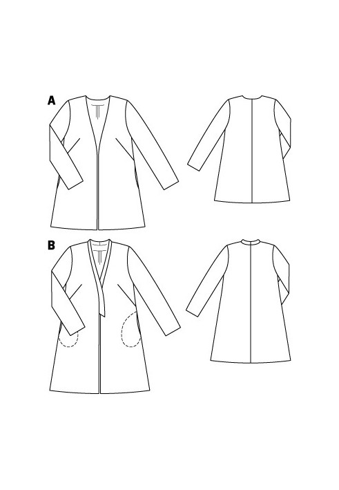 Pattern A-line coat with shawl collar (Burda 8/2012, pattern number 142 B)