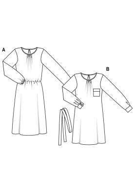 Pattern Dress of a simple cut with a belt (Burda 2/2019, pattern number 6295 B)