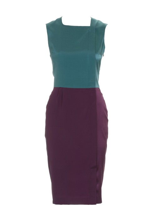 Pattern Dress in color-block style with asymmetric fastening (Burda 2/2012, pattern number 110 A)