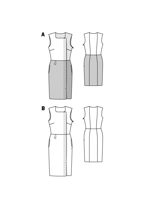 Pattern Dress in color-block style with asymmetric fastening (Burda 2/2012, pattern number 110 A)