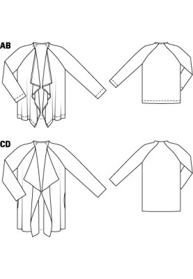 Викрійка Жакет трикотажний без застібки (Burda 8/2011, № викрійки 117 A)