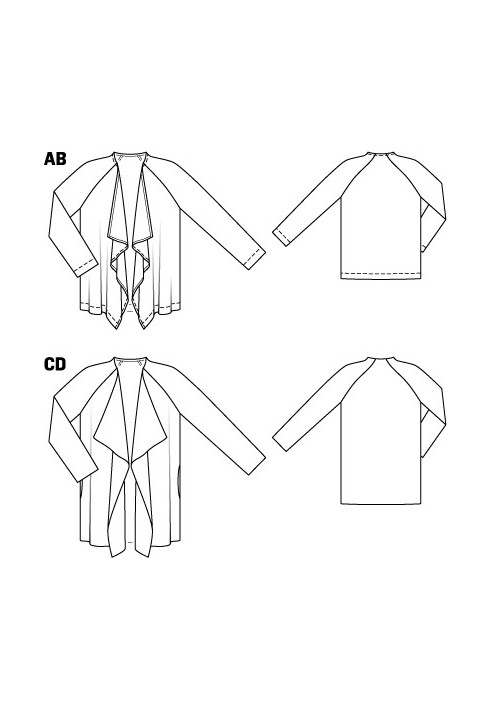 Выкройка Жакет трикотажный без застежки (Burda 8/2011, № выкройки 117 A)