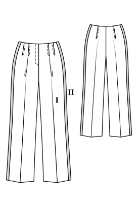 Pattern Pants of straight cut with satin stripes (Burda 1/2020, pattern number 113)