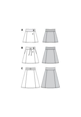 Выкройка Юбка трикотажная с вшивным ремнем (Burda 2/2020, № выкройки 6154 C)