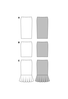 Выкройка Юбка-карандаш трикотажная с воланом (Burda 2/2016, № выкройки 6617 C)