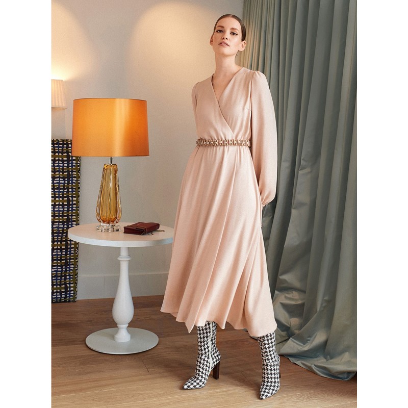 Pattern Satin dress with a...