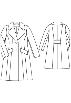 Pattern Single-breasted coat with relief seams (Burda. Fashion Plus 2/2016, pattern number 405)