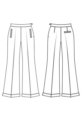 Pattern of flared marlene trousers (Burda 3/2011, pattern number 116 B)