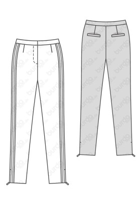 Pattern Pants of a tapered cut with stripes (Burda 2/2018, pattern number 6377 A)