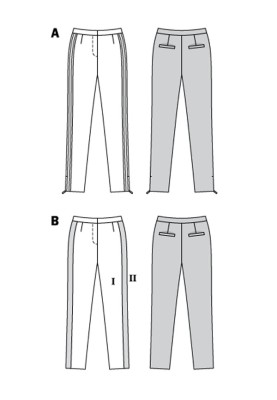 Pattern Pants of a tapered cut with stripes (Burda 2/2018, pattern number 6377 A)