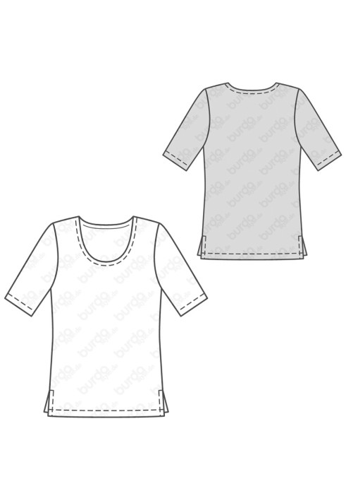 Pattern Straight-cut pullover with short sleeves (Burda 2/2016, pattern number 6611 A)