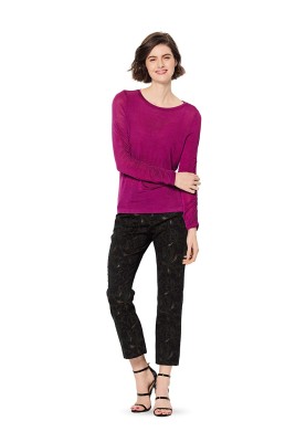 Pattern Pullover with narrow sleeves and a "swing" neckline (Burda 2/2020, pattern number 6186 B)