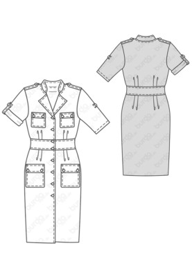 Safari shirt dress pattern (Burda 1/2018, pattern number 6440 A)