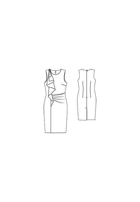 Pattern Sheath dress with flounces and draperies (Burda 3/2016, pattern number 120 A)