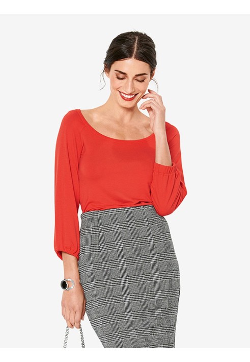 Pattern Knitted top with a wide neckline (Burda 1/2020, pattern number 6202 B)