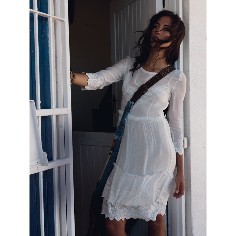 Pattern Linen dress with...