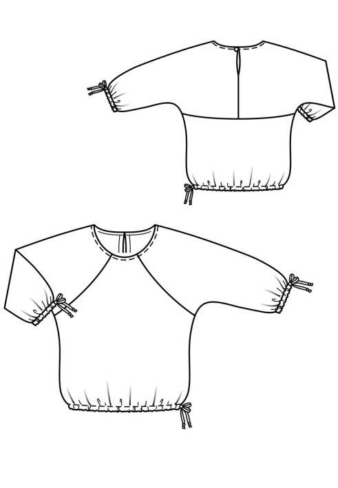 Выкройка Блуза просторного кроя с круглой горловиной (Burda 8/2018, № выкройки 102 B)