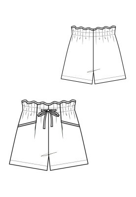 Pattern Corduroy shorts with drawstring at the waist (I love to sew 3/2019, pattern number 127)