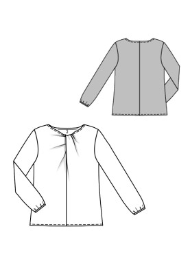 Pattern Straight-cut blouse with draperies (Burda 2/2016, pattern number 6566 A)