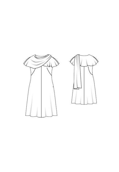 Pattern Dress with a scarf collar (Burda 8/2015, pattern number 127 V)