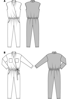 Викрійка Комбінезон трикотажний з запахом (Burda 2/2015, № викрійки 6702 B)