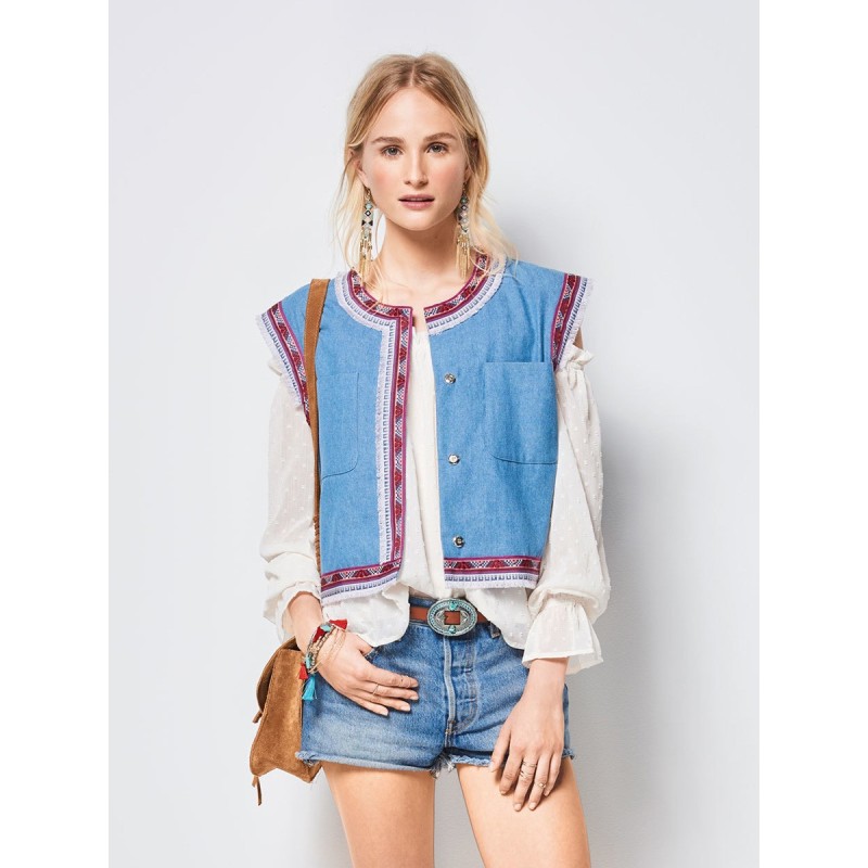 Pattern Denim vest in...