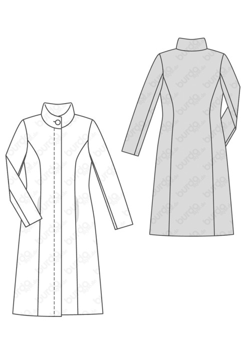 Pattern Coat of a fitted silhouette with a stand-up collar (Burda 2/2017, pattern number 6461 A)