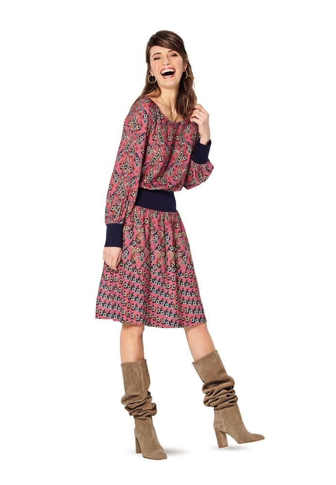 Pattern Dress with a wide knitted belt (Burda 2/2020, pattern number 6190 A)