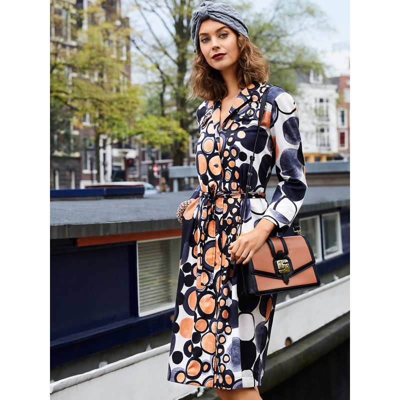 Pattern Shirt dress with...