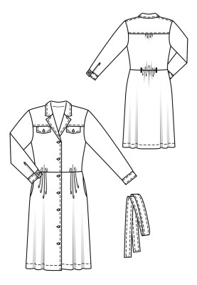 Pattern Shirt dress with pleats on the skirt (Burda 2/2018, pattern number 114 A)