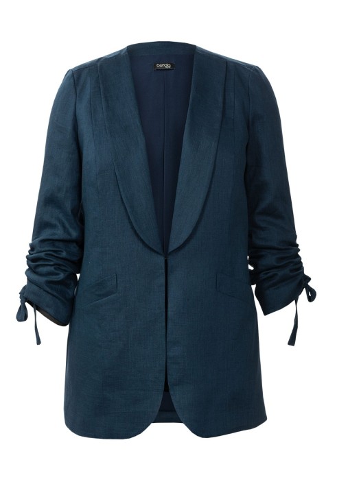 Pattern Jacket with a shawl collar and drawstrings on the sleeves (Burda 5/2019, pattern number 128)