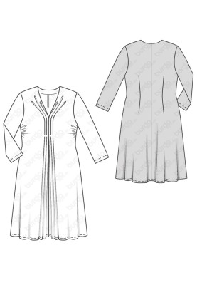 Pattern Empire-style knitted dress with pleats and draperies (Burda 2/2016, pattern number 6618 B)