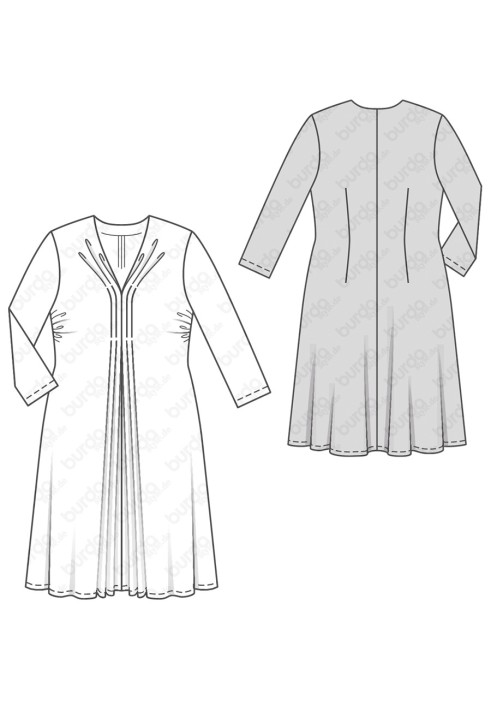 Pattern Empire-style knitted dress with pleats and draperies (Burda 2/2016, pattern number 6618 B)