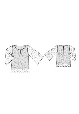 Pattern Straight-cut blouse with flared sleeves (Burda 2/2016, pattern number 102 A)