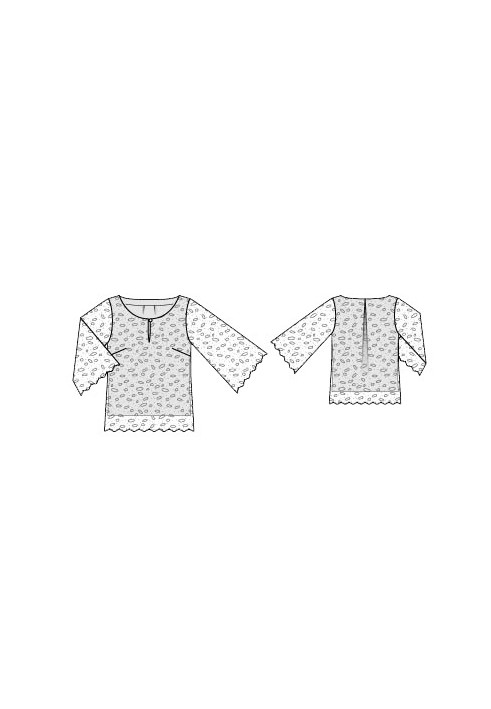 Pattern Straight-cut blouse with flared sleeves (Burda 2/2016, pattern number 102 A)