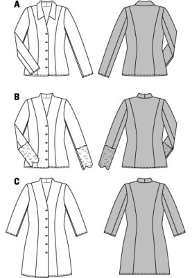 Викрійка Блуза-жакет приталеного крою (Burda 1/2014, № викрійки 6909 A)