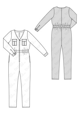 Pattern Overalls with a lowered step seam (Burda 2/2017, pattern number 6482 B)