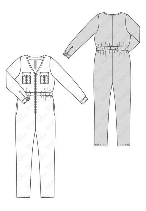 Pattern Overalls with a lowered step seam (Burda 2/2017, pattern number 6482 B)