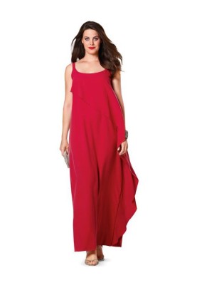 Strapless Maxi Dress Pattern with Asymmetric Ruffle (Burda 1/2014, Pattern No. 6949 C)