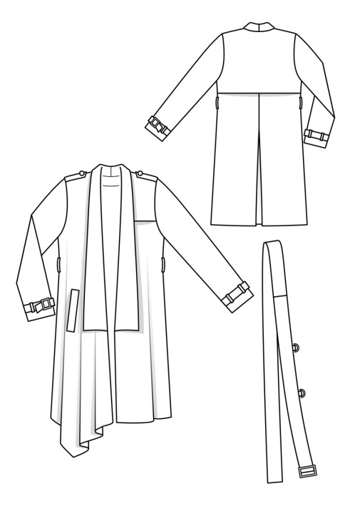 Pattern Trench coat with an asymmetrical bottom and shawl collar (Burda 4/2018, pattern number 103)