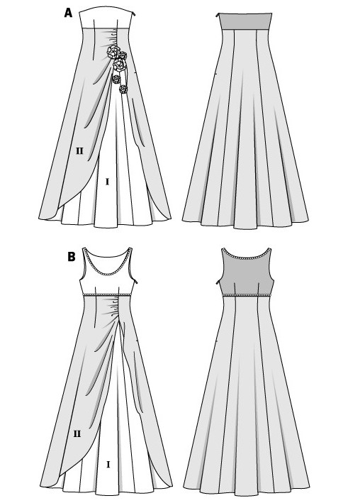 Pattern Evening dress with flared skirt (Burda 2/2015, pattern number 6751 B)