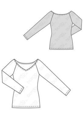 Pattern Raglan pullover with a wide neckline (Burda 1/2018, pattern number 6428 A)